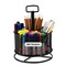 360-Degree Rotating Multi-Functional Pen Holder, 4 Compartments Desktop Stationary Organizer, Home Office Art Supply Storage Box Caddy (Black)